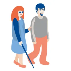 Illustrasjon av mann som ledsager kvinne