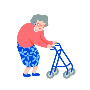 En person som skyver en rullator